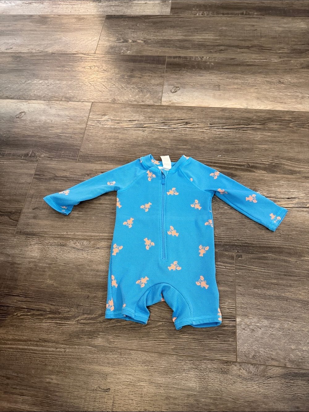 Cotton On Blue Baby Rash Guard Swimsuit with Orange Crab Print